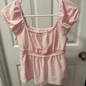 SHEIN Light Pink Lace Blouse